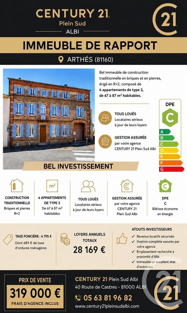 Immeuble &agrave; vendre - 322 m2 - St Juery - 81 - MIDI-PYRENEES